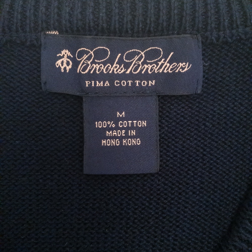 Brooks Brothers Sweater Mens M Navy Argyle V-Neck Pima Cotton Preppy Ivy - Picture 4 of 11